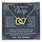 Wife Necklace from Husband, Valentine Romantic Gift for Wife from Husband to My Wife Necklaces for Wife Birthday Gifts, Wife Jewelry Necklace Message Card and Necklace Gift Box Gift Box Styles on Birthday, Wedding, Anniversary, Valentine Interlocking Hear