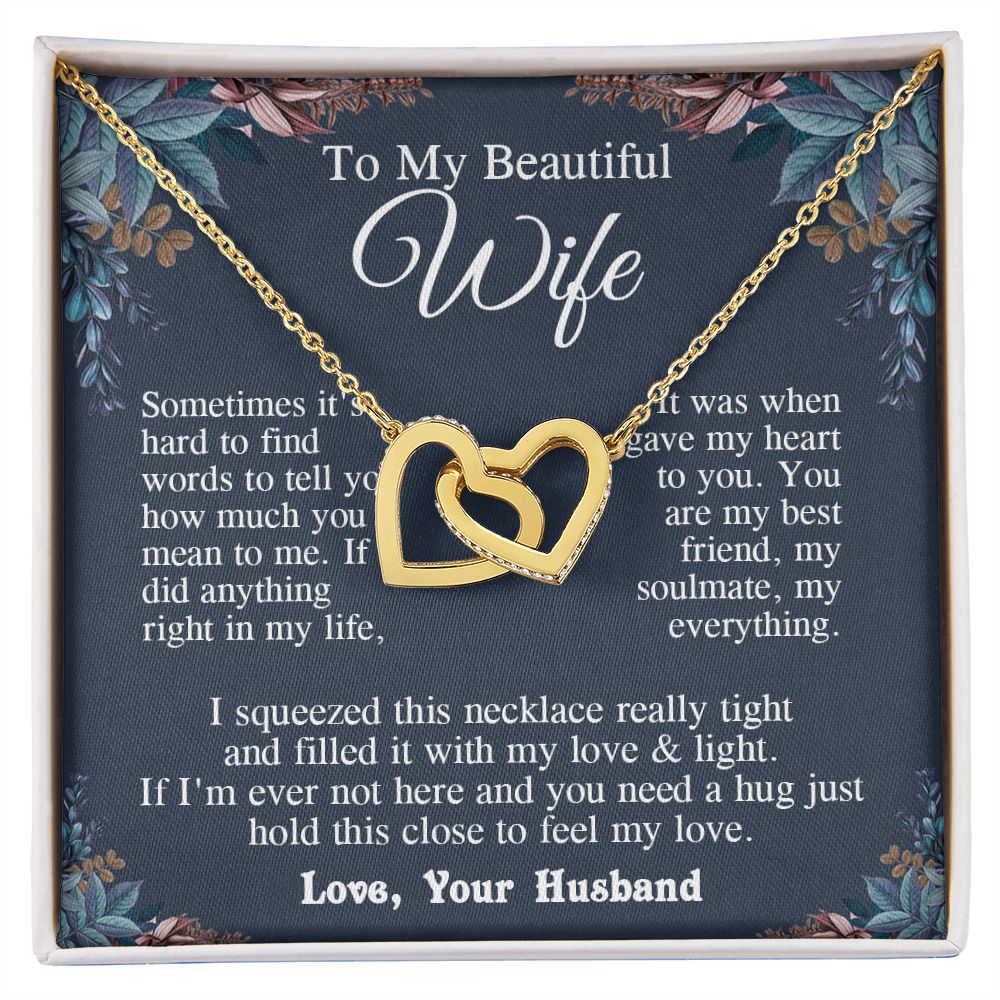 Wife Necklace from Husband, Valentine Romantic Gift for Wife from Husband to My Wife Necklaces for Wife Birthday Gifts, Wife Jewelry Necklace Message Card and Necklace Gift Box Gift Box Styles on Birthday, Wedding, Anniversary, Valentine Interlocking Hear