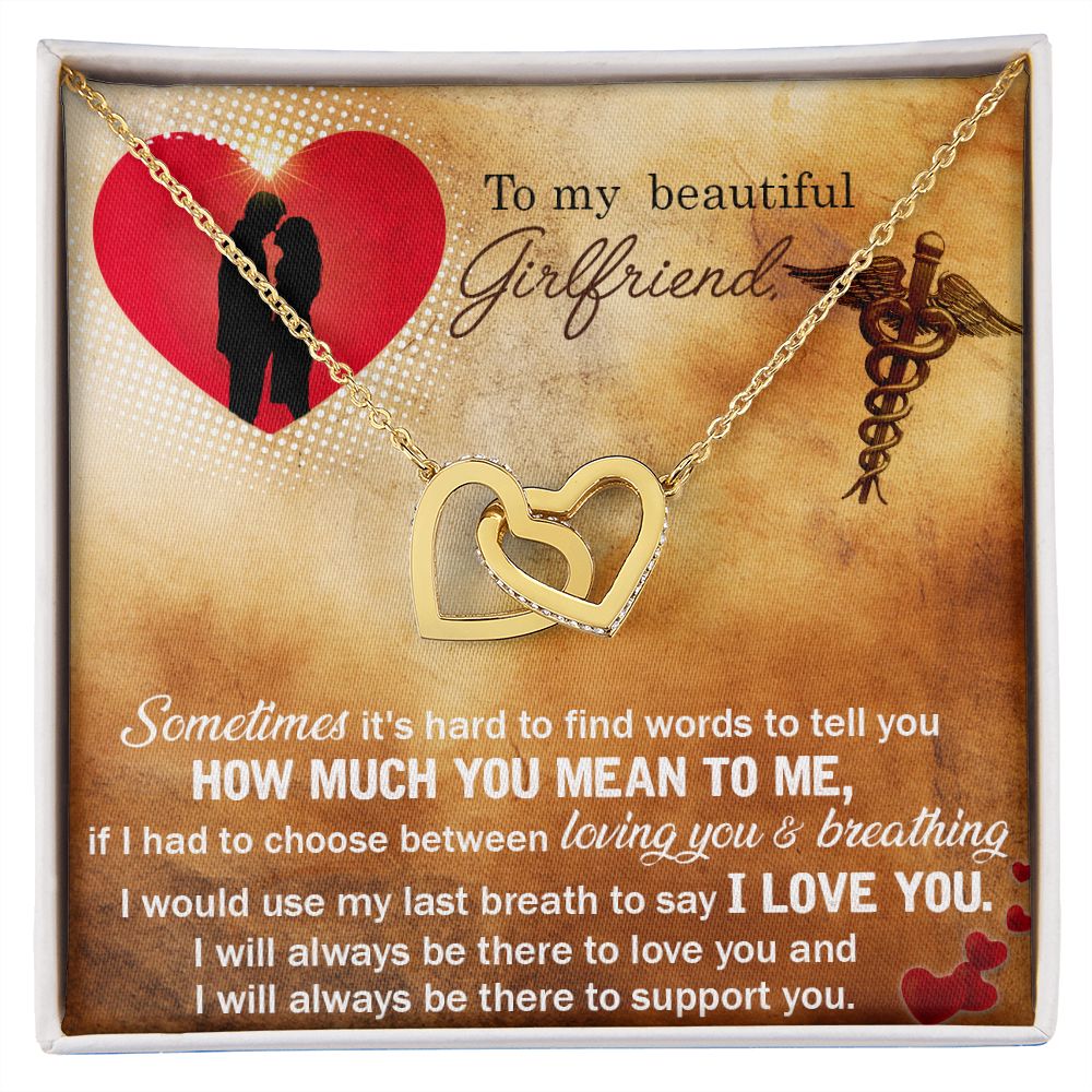 Couples Gifts, Nusre Wife Necklace Gifts From Husband, Wedding Anniversary Jewelry For Wife From Husband, Wife Birthday From Husband, To My Beautiful Girlfriend Message Card and Gift Box styles On Birthday, Christmas, Anniversary  Interlocking Heart