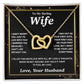 Valentine Gifts for Wife Necklace from Husband, Gifts for Wife from Husband, Wedding Gifts for Her Gifts Soulmate Message Card and Necklace Gift Box Gift Box Styles on Birthday, Wedding, Anniversary, Valentine Interlocking Heart