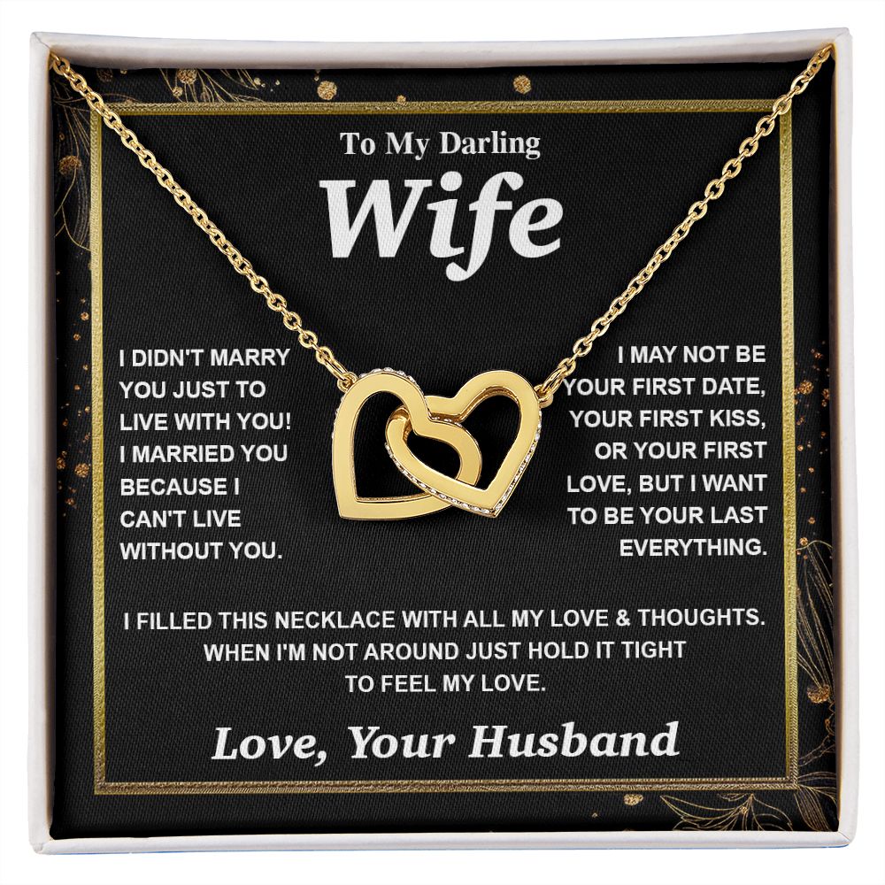 Valentine Gifts for Wife Necklace from Husband, Gifts for Wife from Husband, Wedding Gifts for Her Gifts Soulmate Message Card and Necklace Gift Box Gift Box Styles on Birthday, Wedding, Anniversary, Valentine Interlocking Heart