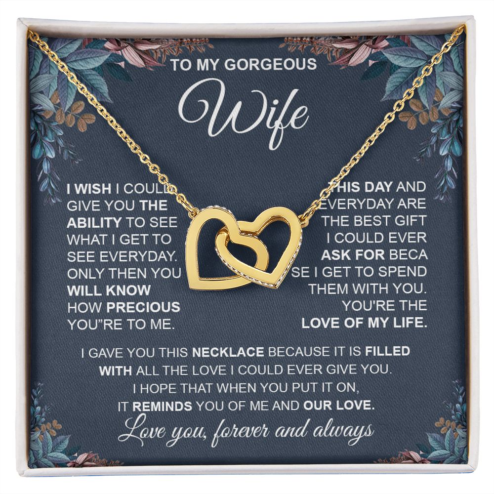 to My Wife Necklace from Husband, Necklaces for Wife from Husband, to My Soulmate Necklace for Women, Soulmate Jewelry for Wife Anniversary Jewelry Gifts for Wife Valentine Gifts from Husband Interlocking Heart