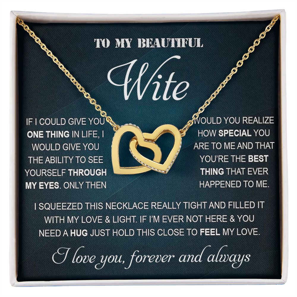 Personalized Valentine Gift For Wife, To My Wife Necklace For Women, Soulmate Necklace, To My Wife Necklace From Husband, Necklace Custom Name Message Card and Gift Box Styles on Birthday, Christmas, Wedding, Anniversary Interlocking Heart
