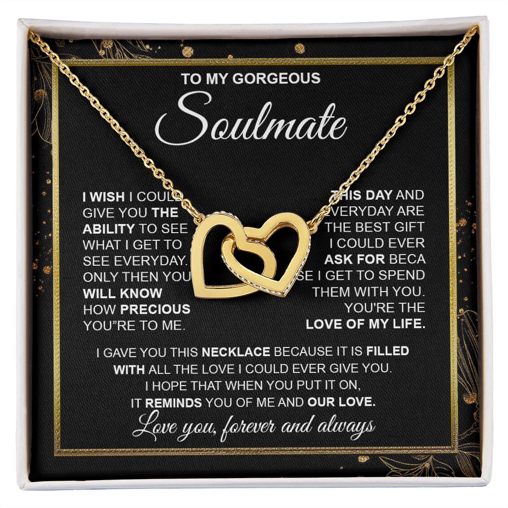 to My Soulmate Necklace from Husband, Necklaces for Wife from Husband, to My Soulmate Necklace for Women, Soulmate Jewelry for Wife Wedding Jewelry Gifts for Wife Valentine Gifts from Husband Interlocking Heart