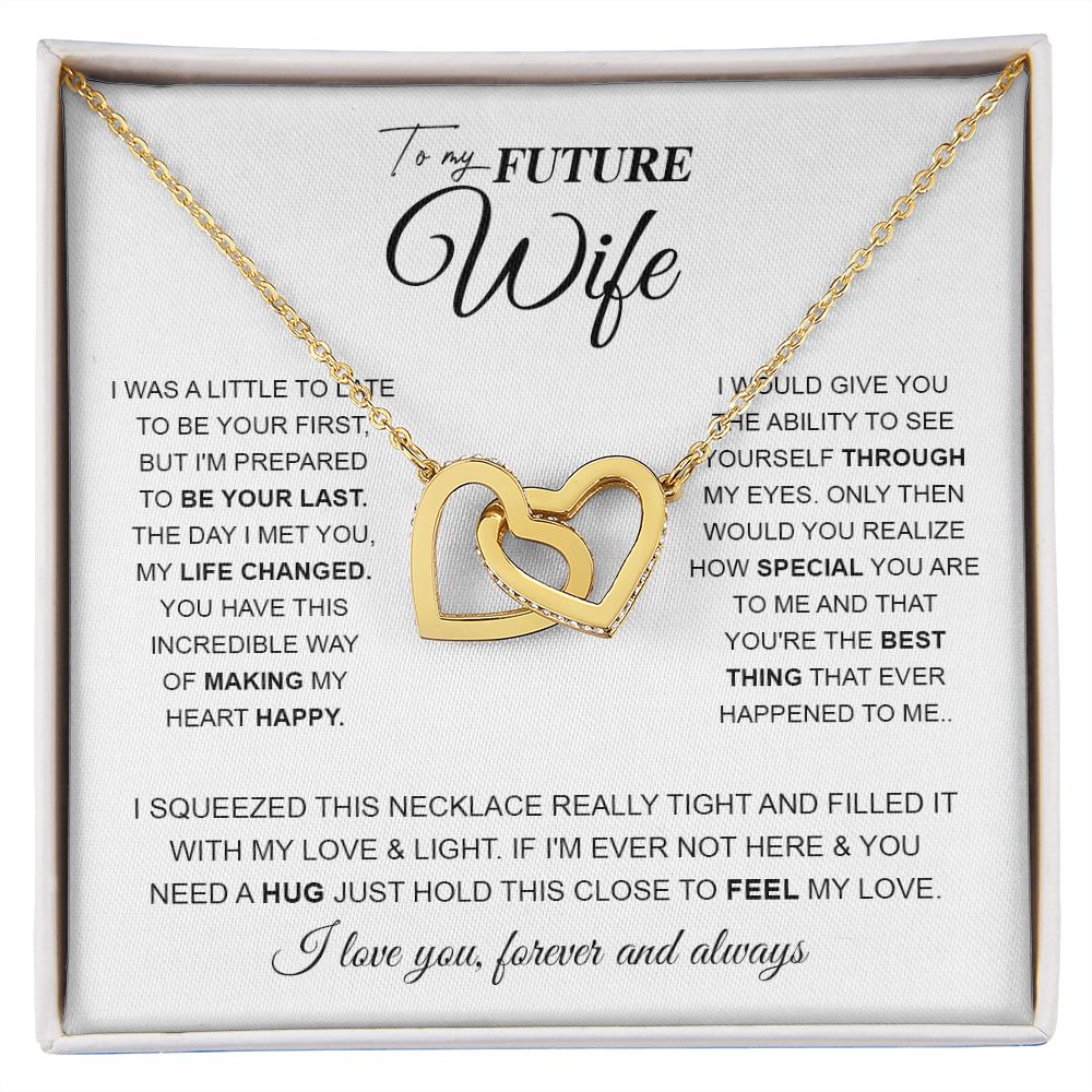 to My Future Wife Necklace Future Wife Gifts, Promise Necklace For Her, Fiance Gifts For Her, Wedding Birthday Gifts For Future Wife With Message Card Box LED, Soulmate Necklace For Women, To My Wife Necklace Interlocking Heart