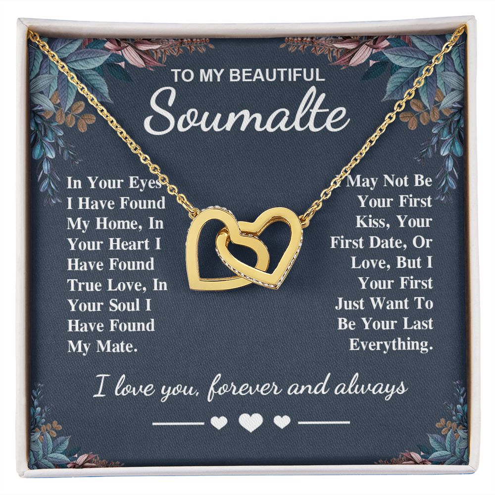 To My Beautiful Soulmate Necklace Gift, Soulmate for Wife Valentine Gifts from Husband, Birthday for Women, Soulmate Gifts, Message Card and Necklace Gifts Box Gift Box Styles on Birthday, Wedding, Anniversary, Valentine Interlocking Heart