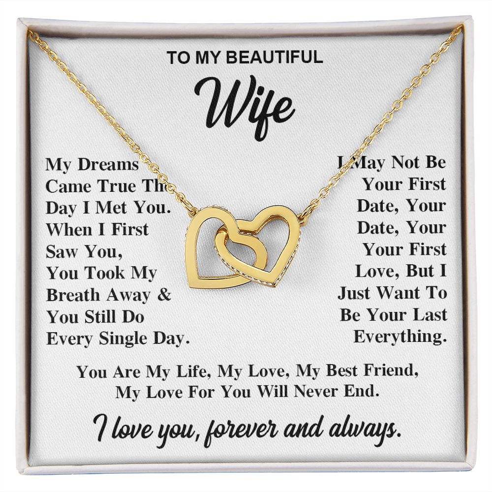 To My Wife Necklace Gift for Her, Soulmate Necklace, Necklaces for Wife from Husband, Valentine To My Wife Necklace, Soulmate Gifts, Necklace Message Card and Gift Box Styles on Birthday, Wedding, Anniversary, Valentine Interlocking Heart