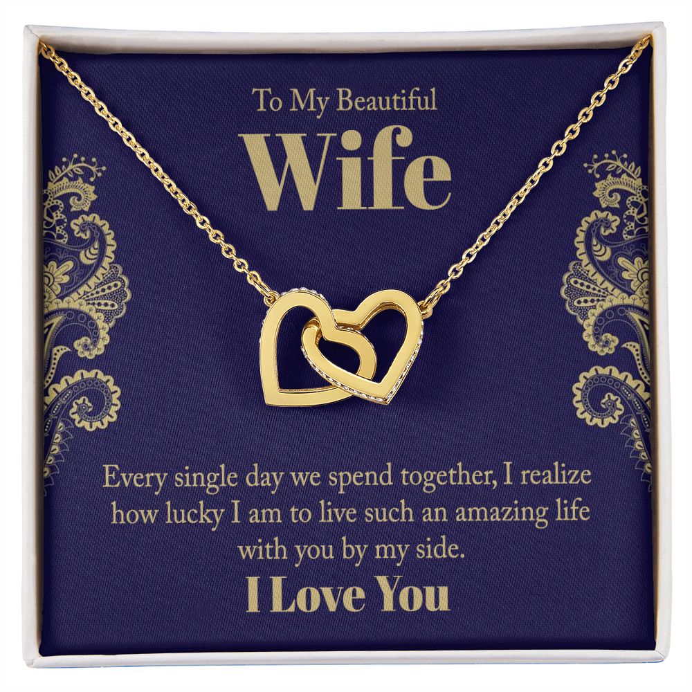 To My Beautiful Wife, Love Knot Necklace Gifts For Wife From Husband, To My Soulmate Necklace For Women, To My Wife Necklace Wedding Anniversary, I Love You, Meaningful Necklace Message Card and Gift Box Styles on Birthday, Christmas, Anniversary Interloc
