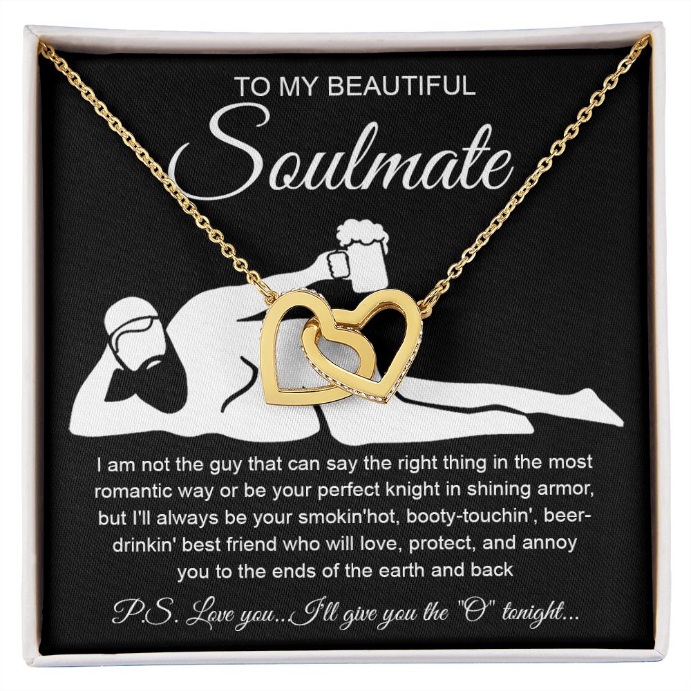 To My Beautiful Soulmate Necklace For Women, Funny Gifts For Girlfriend,Valentine Christmas Presents For Girlfriend, Best Birthday Meaningful Gift Ideas For Wife, Women Romantic Jewelry For Her Anniversary Message Card and Gift Box Styles Interlocking Hea