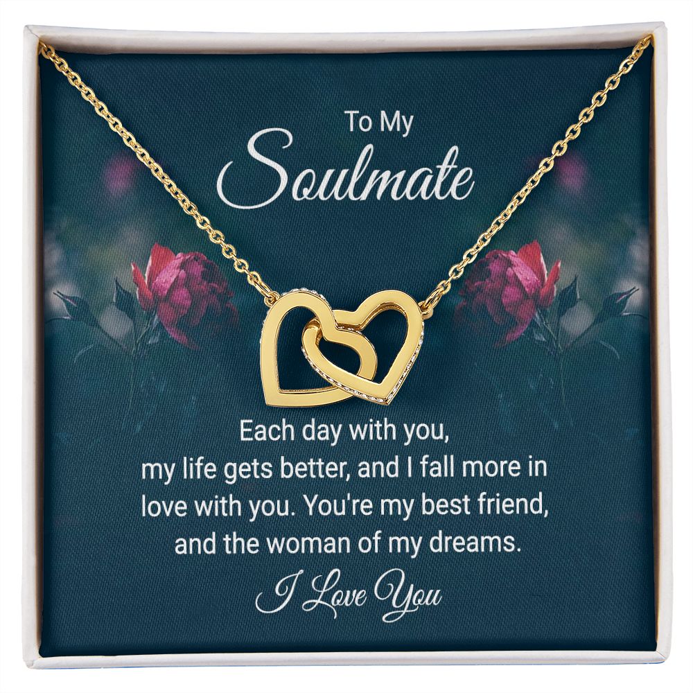 To My Soulmate Necklace for her Jewelry For Her Couples Gifts Necklaces For Soul Mate Christmas Jewelry, Dear Wife, Forever & Always, Love Knot Meaningful Necklace Message Card and Gift Box Styles on Birthday, Christmas, Anniversary Interlocking Heart