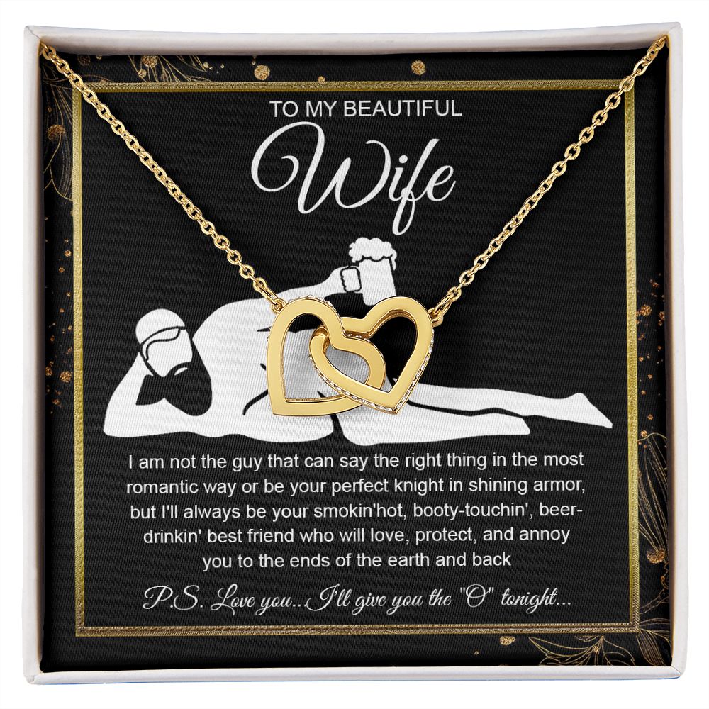 To My Beautiful Wife Necklace For Women, Funny Gifts For Girlfriend,Valentine Christmas Presents For Girlfriend, Best Birthday Meaningful Gift Ideas For Wife, Women Romantic Jewelry For Her Wedding Message Card and Gift Box Styles  Interlocking Heart