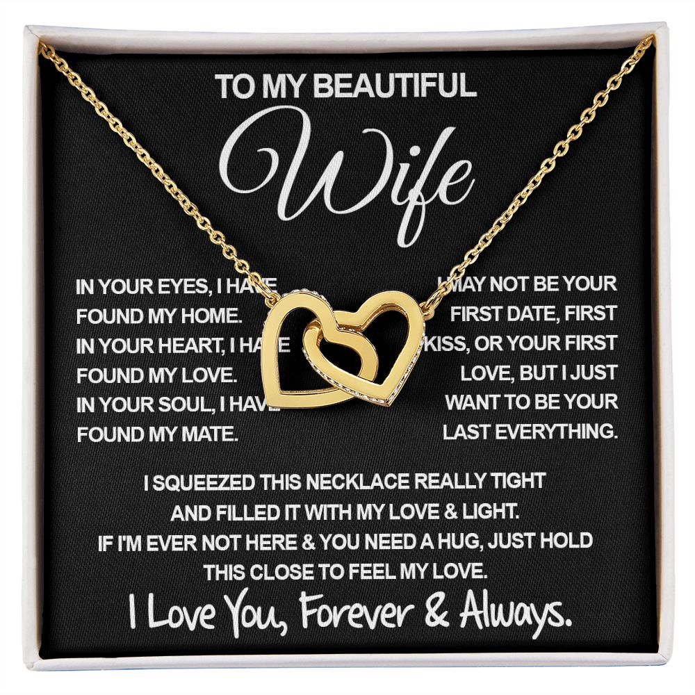 To My Beautiful Wife Necklace, Soulmate Jewelry For Women, Wife Necklace From Husband, Soulmate Valentine Gifts Necklace For Wife, Soulmate Gifts For Her, To My Future Wife Necklace Soulmate Interlocking Heart