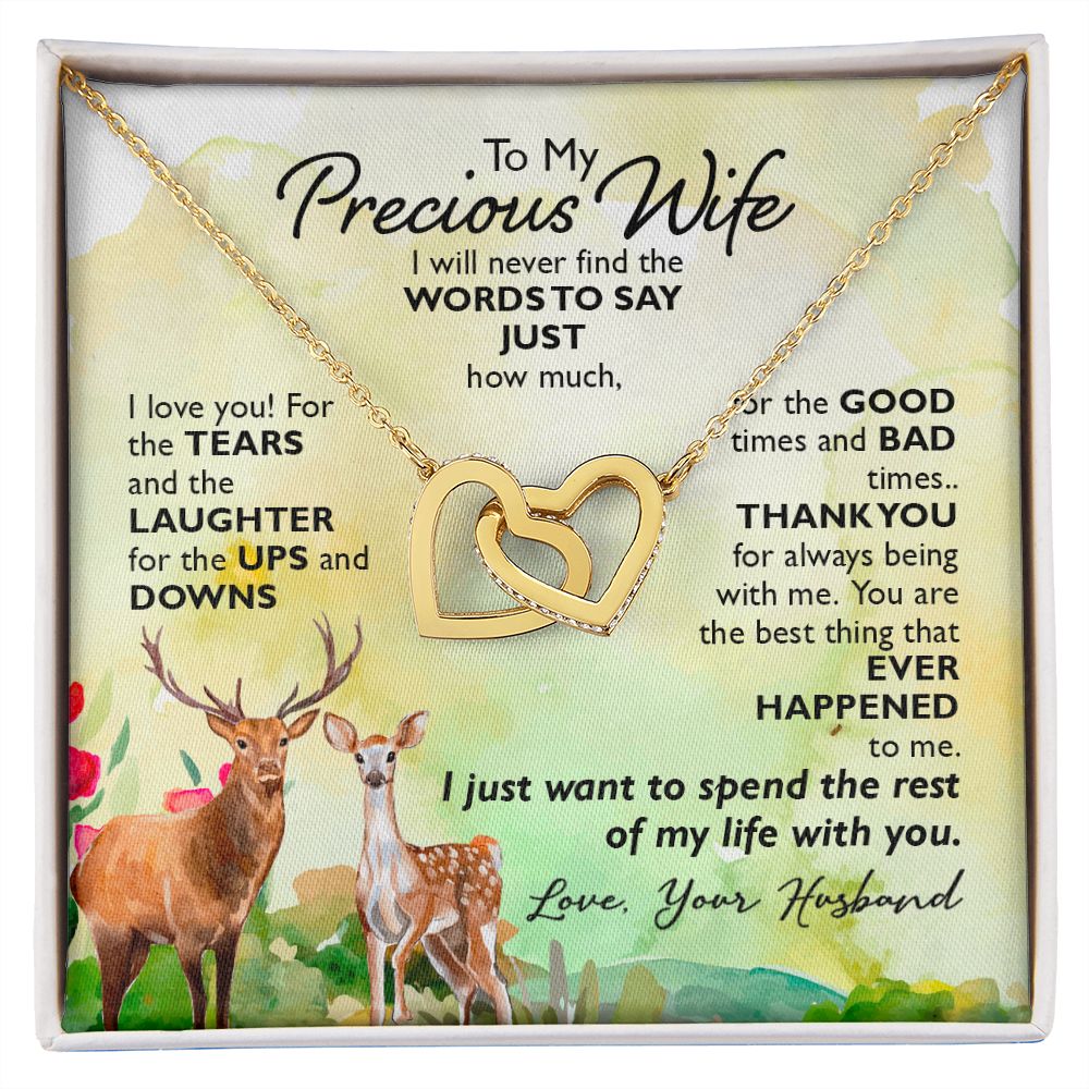 To My Preious Wife Necklace Romantic Gifts For Her Unique Necklaces For Wife From Husband Cute Valentines Day Anniversary Birthday For Wife, Love Knot Meaningful Necklace Message Card and Gift Box Styles on Birthday, Christmas, Anniversary Interlocking He