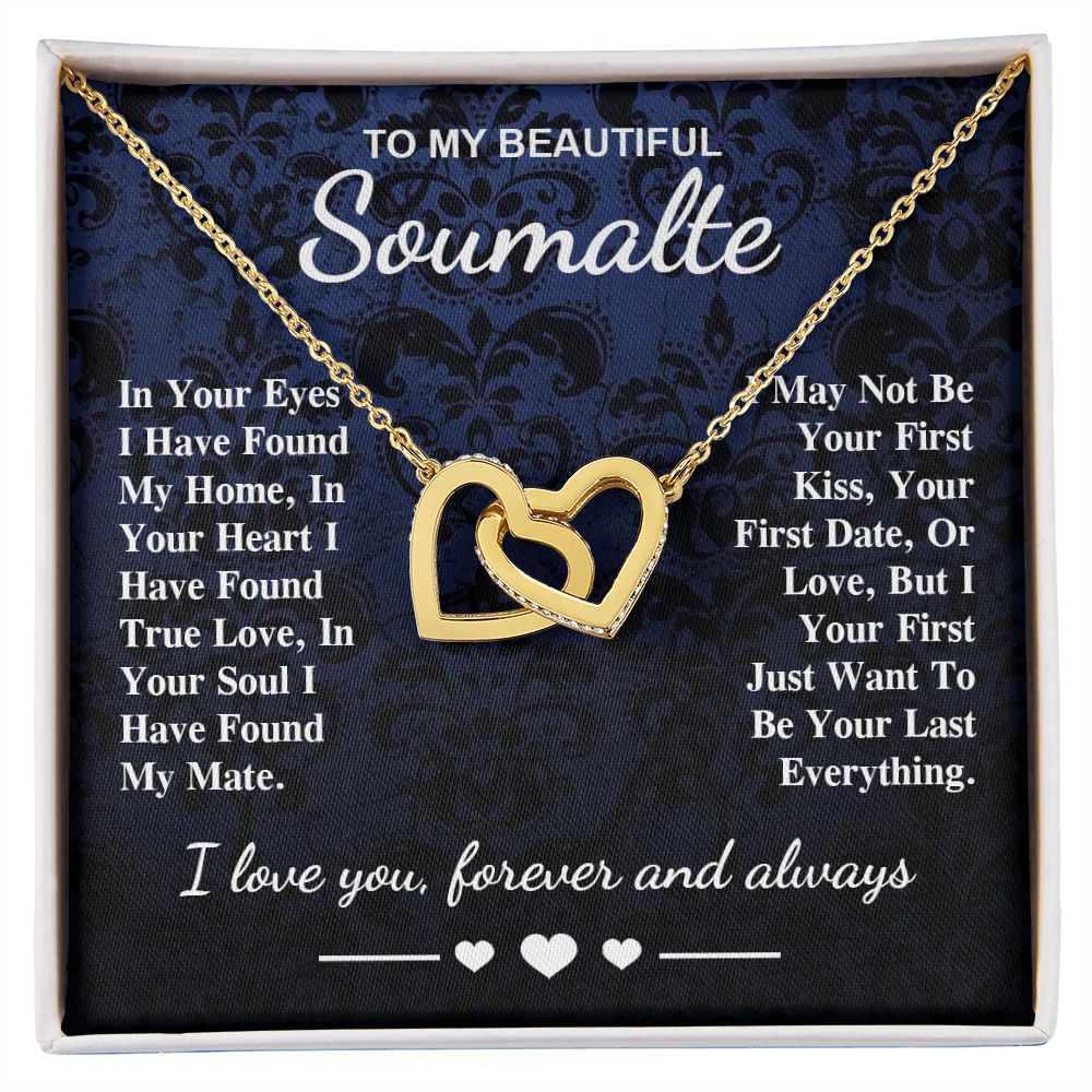 To My Beautiful Soulmate Necklace Gift, Soulmate for Wife Birthday Gifts from Husband, Wedding for Women, Soulmate Gifts, Message Card and Necklace Gifts Box Gift Box Styles on Birthday, Wedding, Anniversary, Valentine Interlocking Heart
