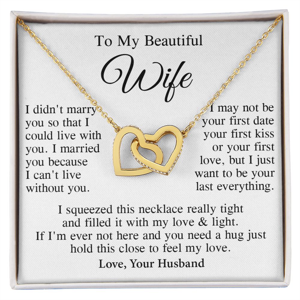 Wife Necklace Gift From Husband, Wedding Anniversary Romantic Gifts for Wife from Husband, Wife Birthday Gifts Message Card and Necklace Gifts Box Gift Box Styles on Birthday, Wedding, Anniversary, Valentine Interlocking Heart