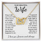 To My Beautiful Wife Necklace Gift for Her, Soulmate for Wife Birthday Gifts from Husband, Anniversary for Women, Soulmate Gifts, Message Card and Necklace Gifts Box Gift Box Styles on Birthday, Wedding, Anniversary, Valentine Interlocking Heart