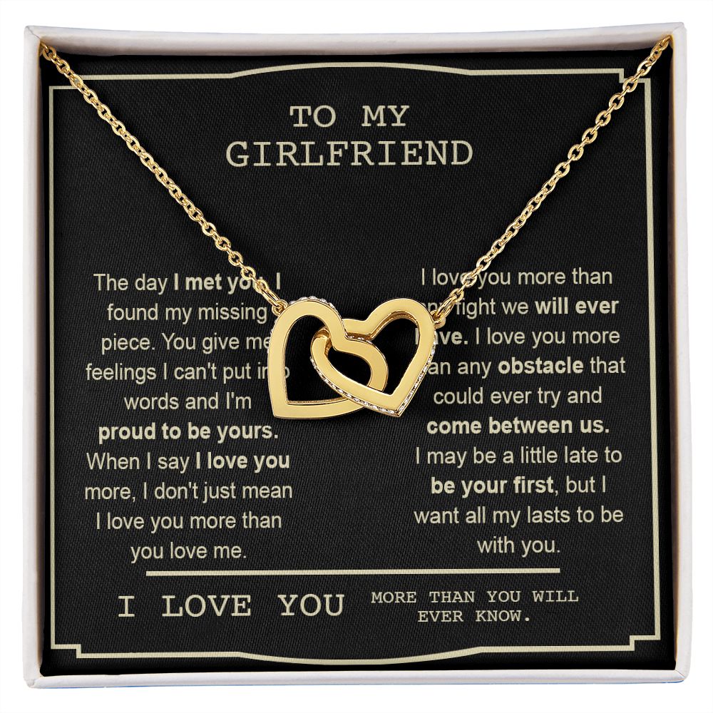 Couples Gifts, To My Boyfriend Necklace Gifts From Husband, Wedding Anniversary Jewelry For Wife From Husband, Necklace Customer Name Message Card and Gift Box styles On Birthday, Christmas, Anniversary Interlocking Heart