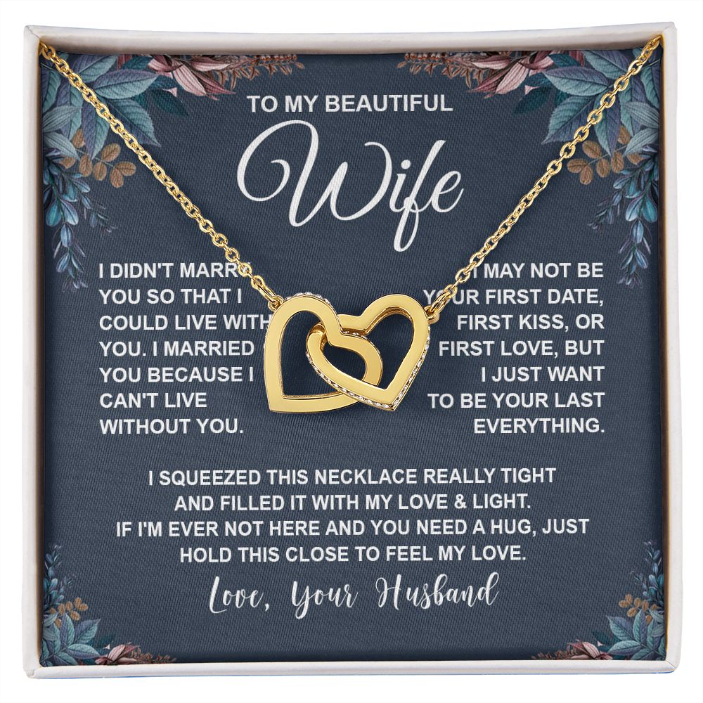 Wife Necklace Gifts From Husband, For Wife From Husband, Soulmate Gifts From Husband, Necklaces For Wife From Husband To My Wife Necklace Message Card and Necklace Gift Box Gift Box Styles on Birthday, Wedding, Anniversary, Valentine Interlocking Heart