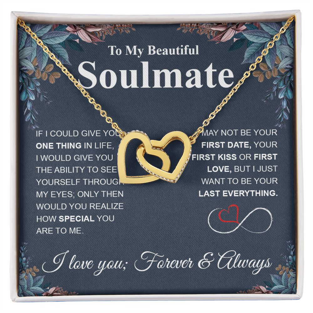 To My Beautiful Soulmate Necklace My Last Everything, Promise Necklace For Her, Fiance Gift For Her, Wedding Gifts For Future Wife With Message Card Box LED, Soulmate Necklace For Women, To My Wife Necklace Interlocking Heart