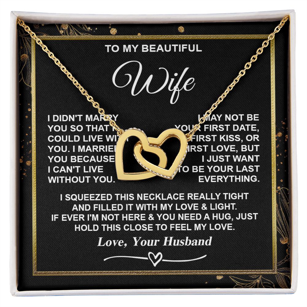 Wife Necklace Gifts from Husband, Gifts for Wife Valentine from Husband, Necklaces for Wife from Husband to My Wife Message Card and Necklace Gift Box Gift Box Styles on Birthday, Christmas, Wedding, Anniversary, Valentine Interlocking Heart
