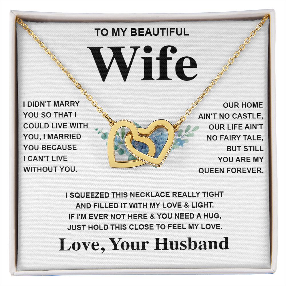 Wife Necklace Gift From Husband To My Badass Wife Pendant Valentines Day Anniversary Jewelry with Message Card and Gift Box. Gift for Wife. Necklace Gift Set for Wife Message Card and Necklace Gifts Box Gift Box Styles Interlocking Heart