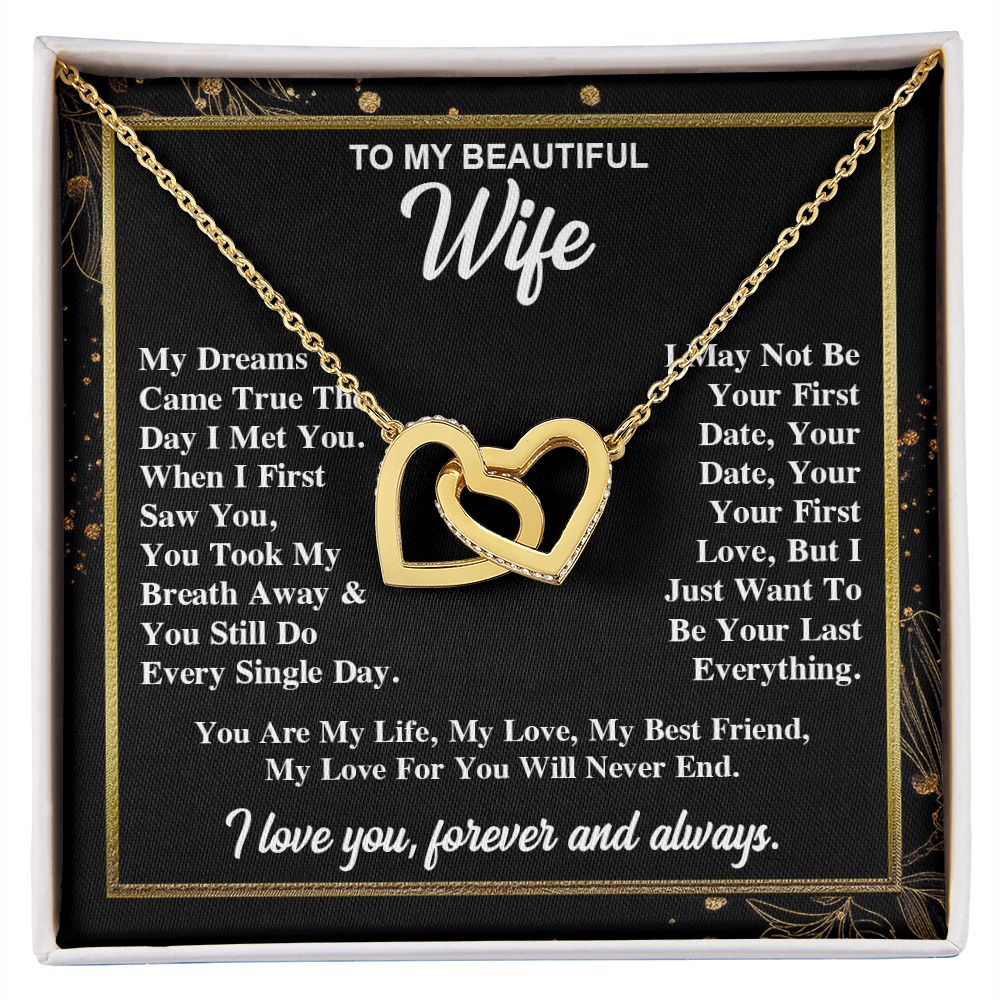 To My Wife Necklace Gift for Her, Soulmate Necklace, Necklaces for Wife from Husband, Birthday To My Wife Necklace, Soulmate Gifts, Necklace Message Card and Gift Box Styles on Birthday, Wedding, Anniversary, Valentine Interlocking Heart