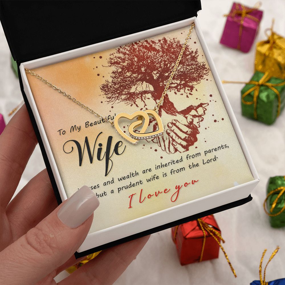 Couples Gifts, Beautiful Wife Necklace Gifts From Husband, Wedding Anniversary Jewelry For Wife From Husband, Wife Birthday From Husband, To My Soulmate Message Card and Gift Box styles On Birthday, Christmas, Anniversary  Interlocking Heart
