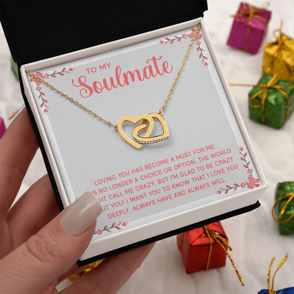 Couples Gifts, Soulmate Necklace Gifts From Husband, Wedding Anniversary Jewelry For Wife From Husband, Wife Birthday From Husband, To My Soulmate Message Card and Gift Box styles On Birthday, Christmas, Anniversary  Interlocking Heart