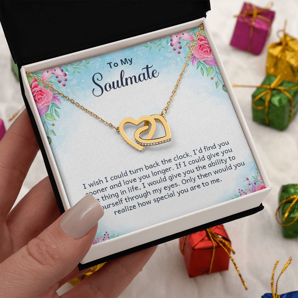 Couples Gifts Necklace To My Soulmate Necklace Gifts For My Wife, Love Knot Meaningful Necklace Message Card and Gift Box Styles on Birthday, Christmas, Anniversary Interlocking Heart