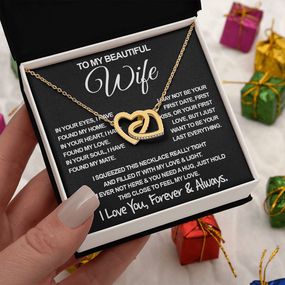 To My Beautiful Wife Necklace, Soulmate Jewelry For Women, Wife Necklace From Husband, Soulmate Valentine Gifts Necklace For Wife, Soulmate Gifts For Her, To My Future Wife Necklace Soulmate Interlocking Heart