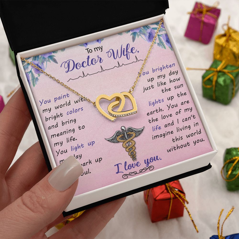 Couples Gifts, Doctor Wife Girlfriend Necklace Gifts From Husband, Wedding Anniversary Jewelry For Wife From Husband, Wife Birthday From Husband, To My Beautiful Wife Girlfriend Message Card and Gift Box styles On Birthday, Christmas, Anniversary  Interlo