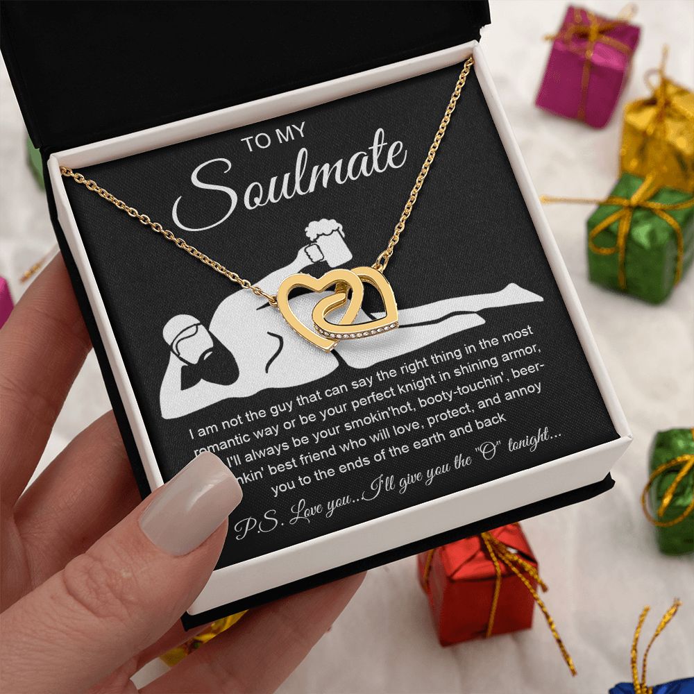 To My Soulmate Necklace For Women, Funny Gifts For Girlfriend,Valentine Christmas Presents For Girlfriend, Best Birthday Meaningful Gift Ideas For Wife, Women Romantic Jewelry For Her Anniversary Message Card and Gift Box Styles Interlocking Heart