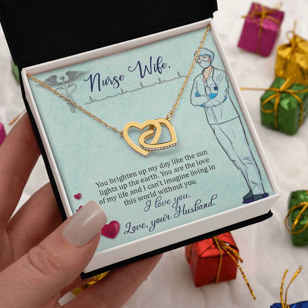 Couples Gifts, Nusre Wife Necklace Gifts From Husband, Wedding Anniversary Jewelry For Wife From Husband, Wife Birthday From Husband, To My Wife Message Card and Gift Box styles On Birthday, Christmas, Anniversary  Interlocking Heart