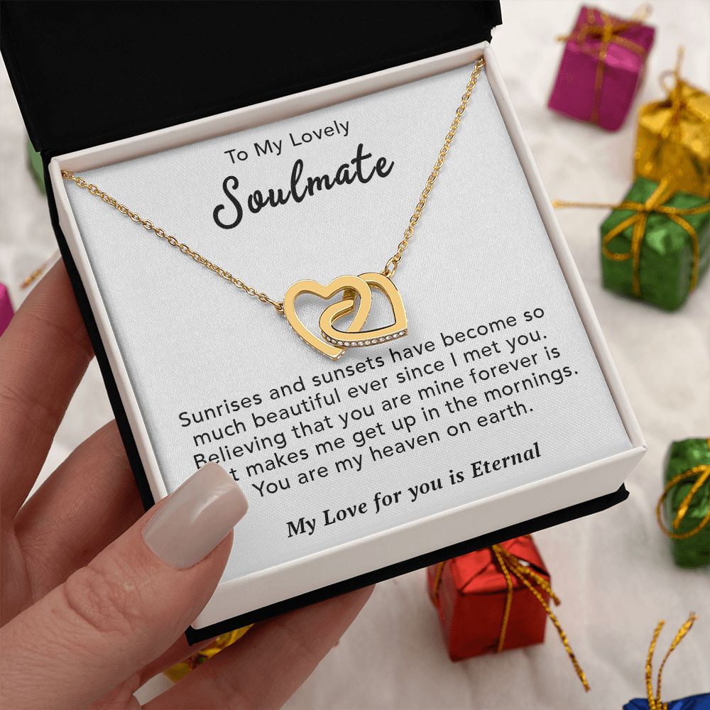 To My Lovely Soulmate Necklace Gift From Husband To My Badass Wife Pendant Anniversary Jewelry with Message Card and Gift Box. Gift for Wife. Necklace Gift Set for Wife Necklace Gifts Box Gift Box Styles Interlocking Heart