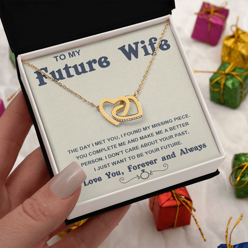 Soulmate Necklace For Women, Soulmate Gifts For Her, Future Wife Necklace, Necklaces For Girlfriend, To My Wife Necklace, Wife Necklace From Husband, Necklace Message Card and Gift Box Styles on Birthday, Christmas, Valentine Interlocking Heart
