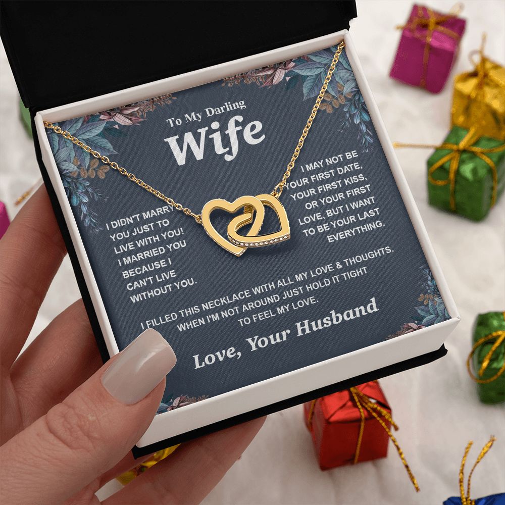 Valentine Gifts for Wife Necklace from Husband, Gifts for Wife from Husband, Valentine Gifts for Her Gifts Soulmate Message Card and Necklace Gift Box Gift Box Styles on Birthday, Wedding, Anniversary, Valentine Interlocking Heart