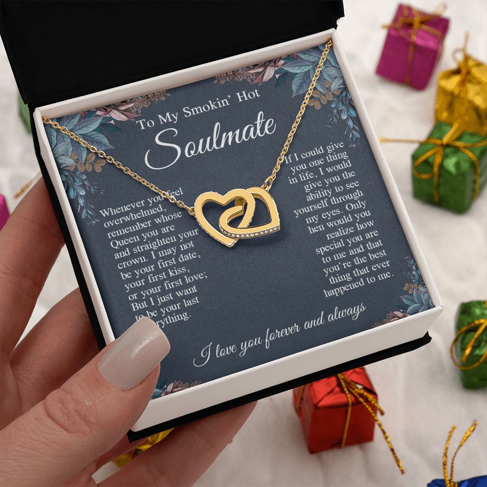 To My Smokin' Hot Soulmate Necklace, Valentine Anniversary Jewelry Gifts for Women, Anniversary Gifts For Wife From Husband To My Wife Necklace Message Card and Necklace Gift Box Gift Box Styles on Birthday, Wedding, Anniversary, Valentine Interlocking He