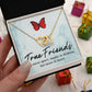 To My True Girlfriend Necklace, Brother to Sister, Birthday For Sister from Brother, Love Knot Meaningful Necklace Message Card and Gift Box Styles on Birthday, Christmas, Anniversary Interlocking Heart