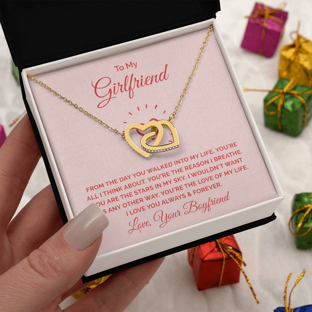 Love Knot Necklace, To My Girlfriend Gifts From Boyfriend, Girlfriend Jewelry, Girlfriend Anniversary For Girlfriend Gift, Necklace Message Card and Gift Box Styles on Birthday, Christmas, Anniversary  Interlocking Heart