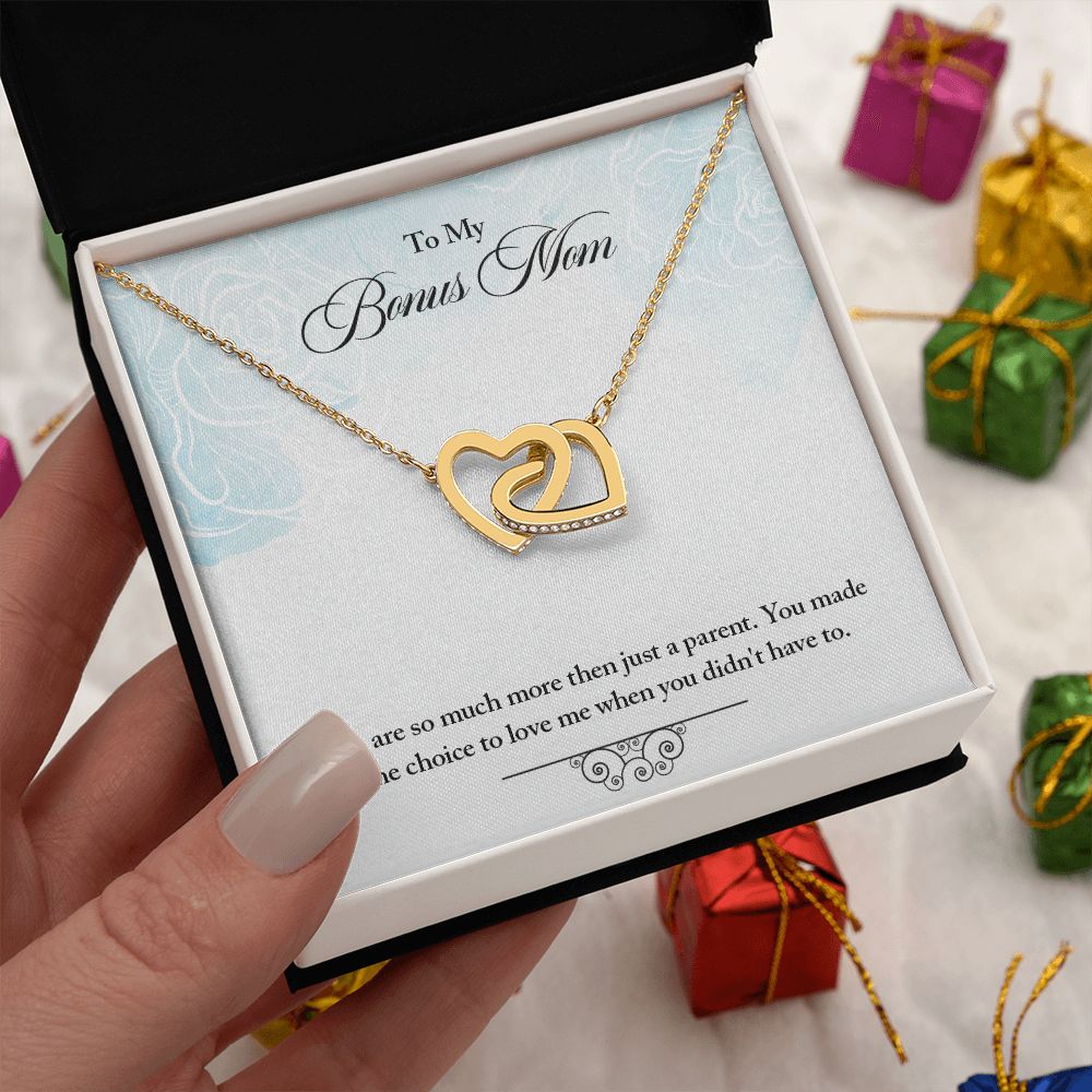My Bonus Mom Necklace, Dear Mom, Mother's Day Necklace, Gift for Mom from Daughter, Son, Amazing Mom, Perfect Mother Mother's Day Gift, Love Knot Necklace Message Card and Gift Box Styles on Birthday, Christmas, Anniversary  Interlocking Heart