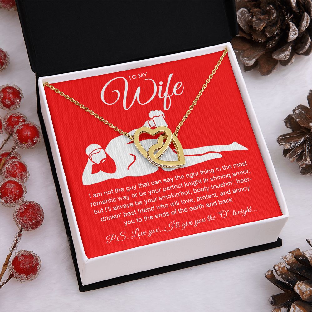 To My Wife Necklace For Women, Funny Gifts For Girlfriend,Valentine Presents For Girlfriend, Best Birthday Meaningful Gift Ideas For Wife, Women Romantic Jewelry For Her Anniversary Message Card and Gift Box Styles  Interlocking Heart