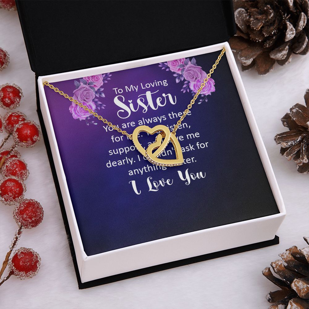 Couples Gifts, Loving Sister Necklace Gifts From Husband, Wedding Anniversary Jewelry For Wife From Husband, Wife Birthday From Husband, To My Unbiological Sister Message Card and Gift Box styles On Birthday, Christmas, Anniversary  Interlocking Heart