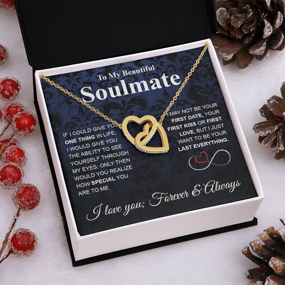 To My Beautiful Soulmate Necklace My Last Everything, Promise Necklace For Her, Fiance Gifts For Her, Wedding Gifts For Future Wife With Message Card Box LED, Soulmate Necklace For Women, To My Wife Necklace Interlocking Heart