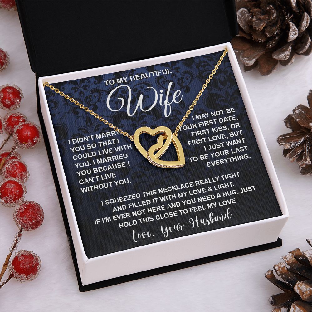 Wife Necklace Gifts From Husband, For Wife From Husband, Soulmate Valentine Gifts From Husband, Necklaces For Wife From Husband To My Wife Necklace Message Card and Necklace Gift Box Gift Box Styles on Birthday, Wedding, Anniversary, Valentine Interlockin