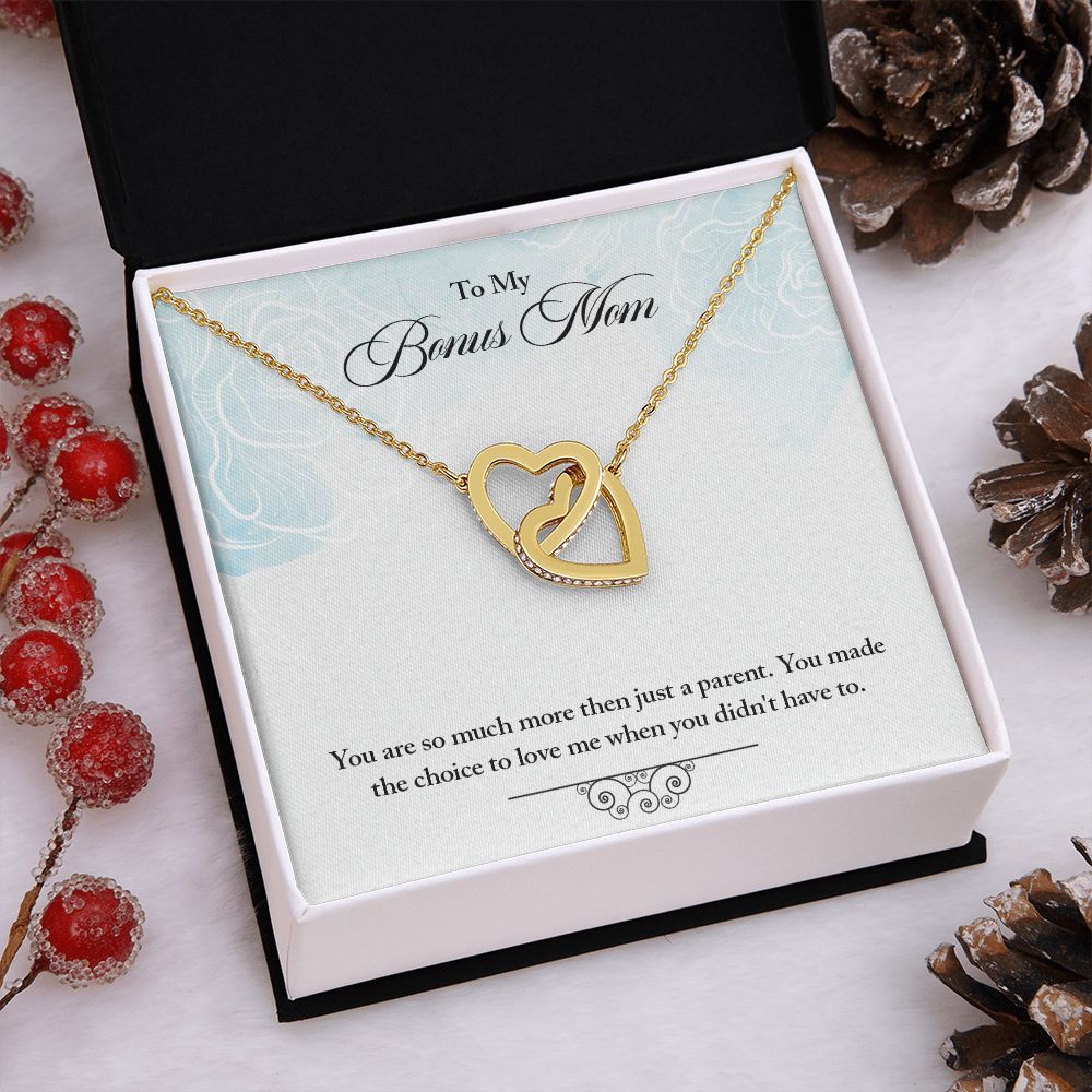 My Bonus Mom Necklace, Dear Mom, Mother's Day Necklace, Gift for Mom from Daughter, Son, Amazing Mom, Perfect Mother Mother's Day Gift, Love Knot Necklace Message Card and Gift Box Styles on Birthday, Christmas, Anniversary  Interlocking Heart