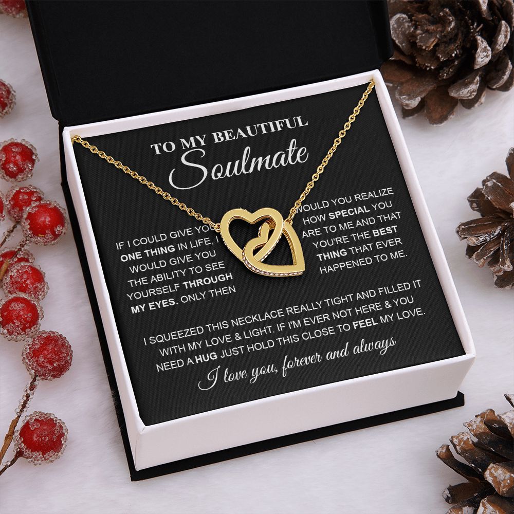To My Beautiful Soulmate, Love Necklace for Girlfriend, Wife Gift, Soulmate Jewelry, Soulmate Necklace, Future Wife Gift, Necklace for Wife from Husband Necklace Message Card and Gift Box Styles on Birthday, Christmas, Wedding, Anniversary Interlocking He