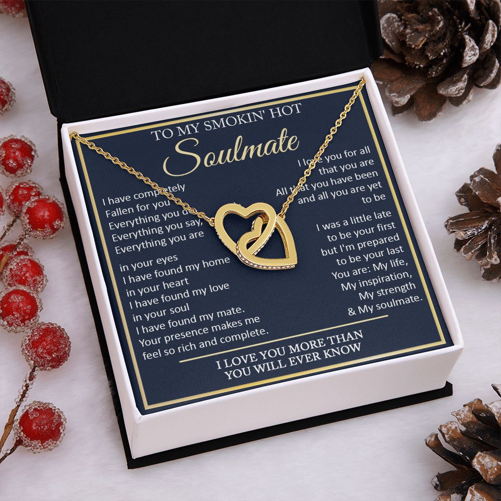 Couples Gifts, To My Smokin Hot Wife Necklace Gifts From Husband, Wedding Anniversary For Wife From Husband, To My Beautiful Wife, Necklace Custom Name Message Card and Gift Box Styles on Birthday, Christmas, Wedding, Anniversary Interlocking Heart