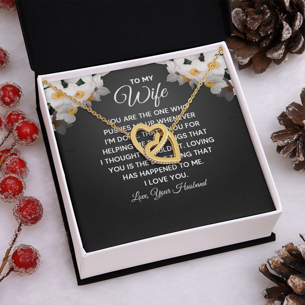 Wife Necklace Gifts From Husband, Wedding Anniversary Jewelry For Wife From Husband, Wife Birthday From Husband  Message Card and Gift Box styles On Birthday, Christmas, Anniversary Interlocking Heart