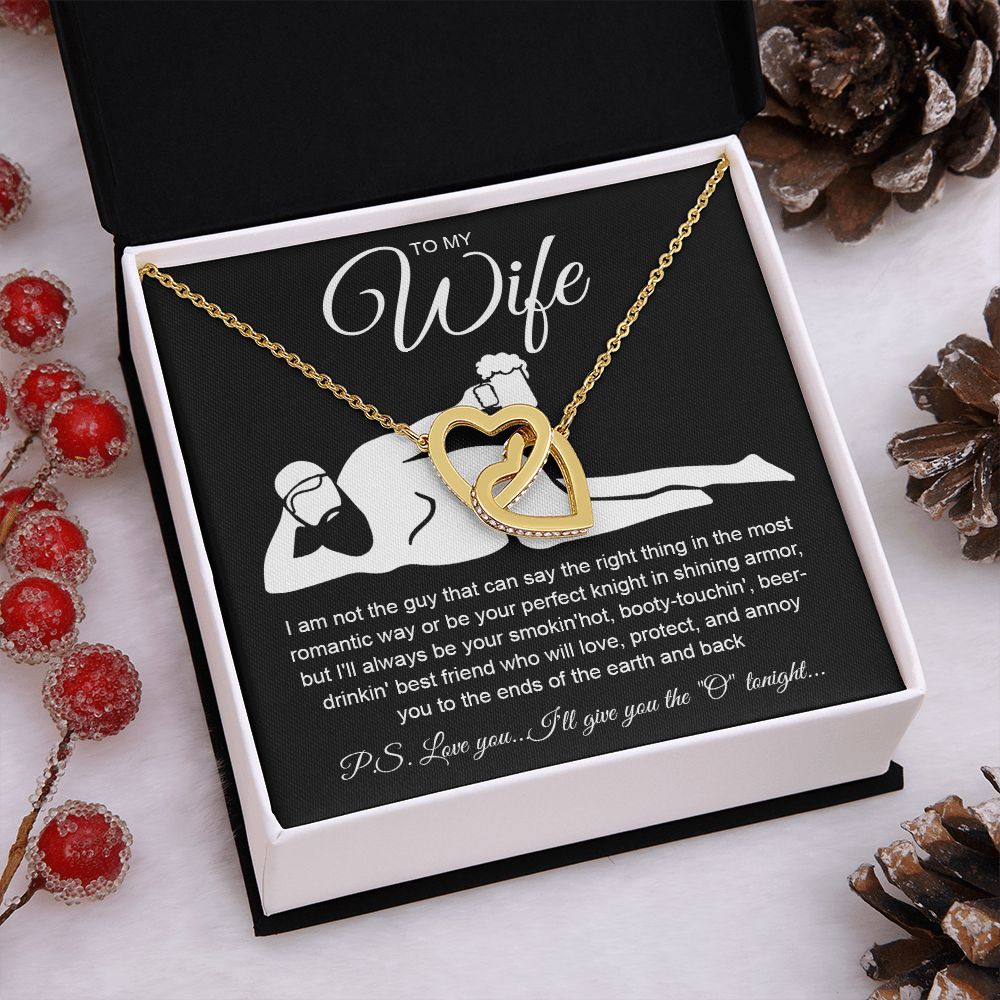 To My Wife Necklace For Women, Funny Gifts For Girlfriend,Valentine Christmas Presents For Girlfriend, Best Birthday Meaningful Gift Ideas For Wife, Women Romantic Jewelry For Her Anniversary Message Card and Gift Box Styles Interlocking Heart