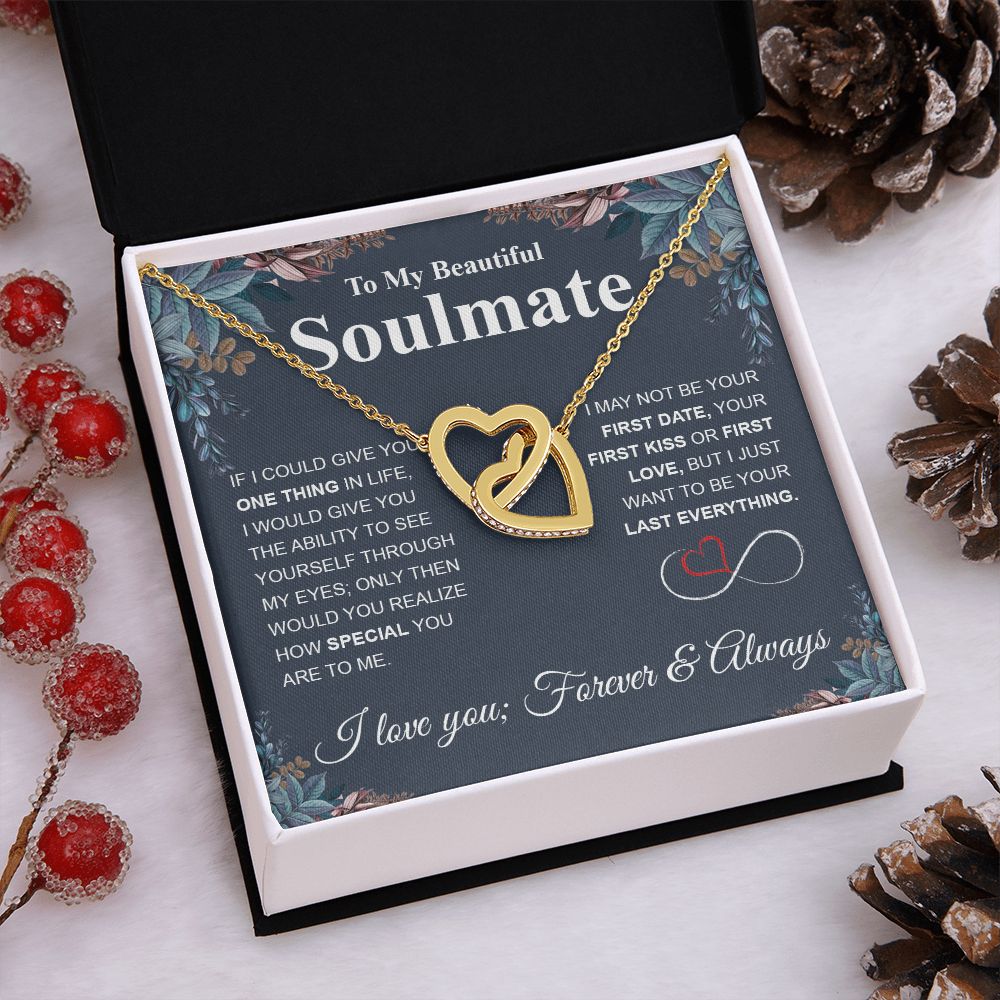 To My Beautiful Soulmate Necklace My Last Everything, Promise Necklace For Her, Fiance Gift For Her, Wedding Gifts For Future Wife With Message Card Box LED, Soulmate Necklace For Women, To My Wife Necklace Interlocking Heart